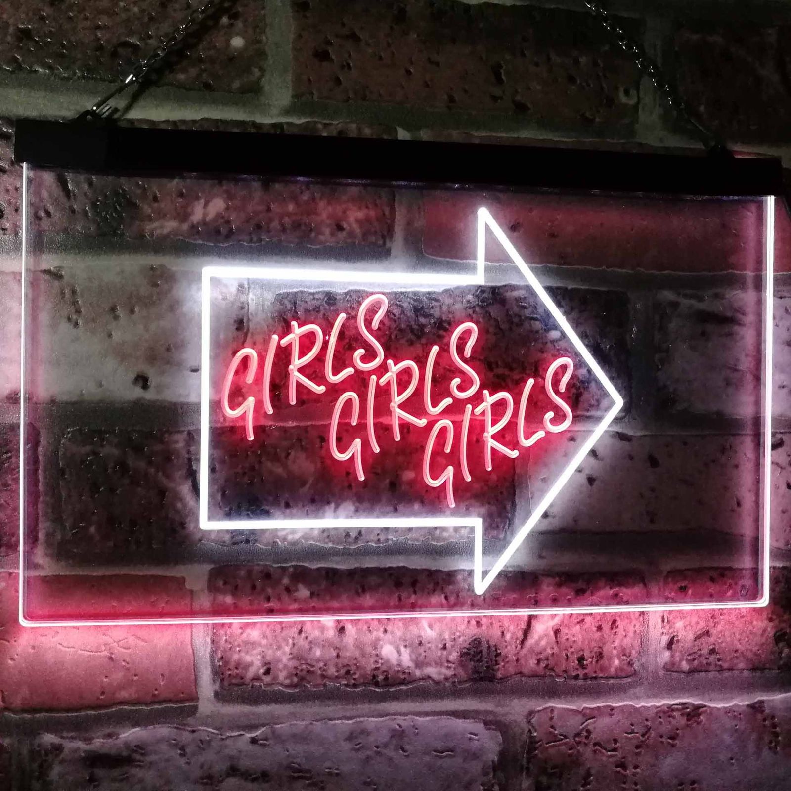 Girls Girls Girls Arrow Dual Color Led Neon Sign